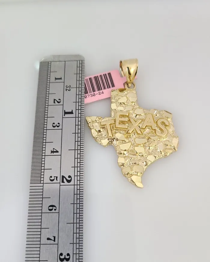 Gold and Diamond Real 14k Solid Rope Chain Texas Map Charm Gold Set 4mm 1830 Necklace Pendant Necklaces