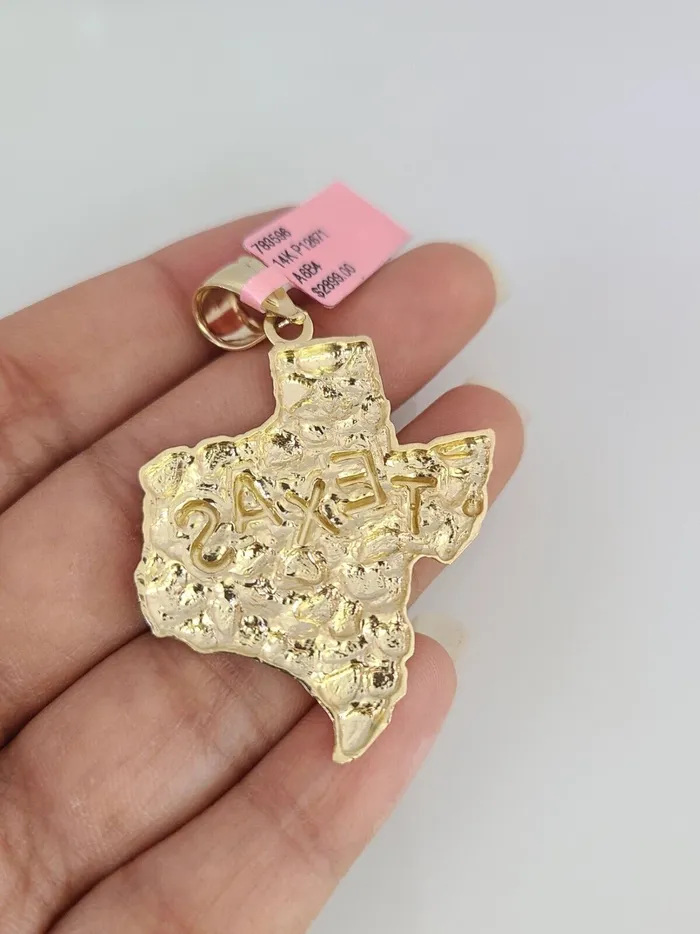 Gold and Diamond Real 14k Solid Rope Chain Texas Map Charm Gold Set 4mm 1830 Necklace Pendant Necklaces