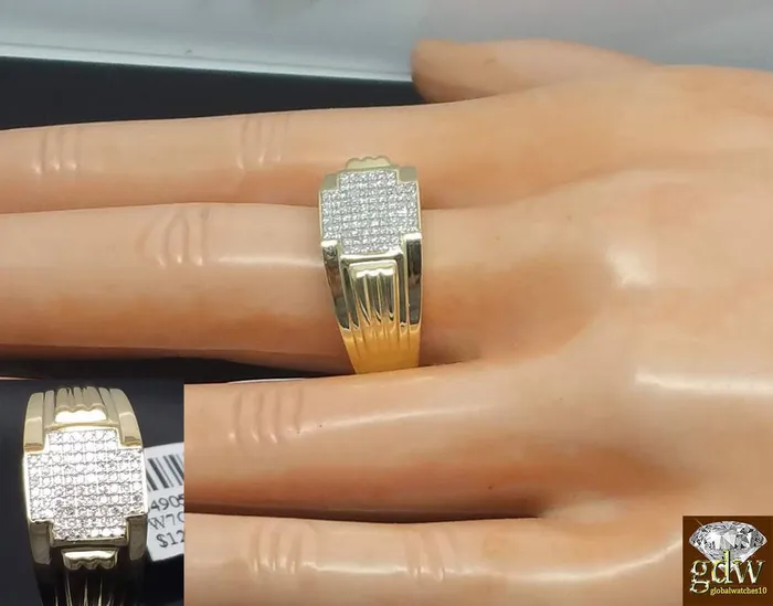 Gold and Diamond Rings 10k Yellow Gold Genuine Diamond Mens Ring Engagement Wedding Band Pinky Gold and Diamond Rings 10k Yellow Gold Genuine Diamond Mens Ring Engagement Wedding Band Pinky