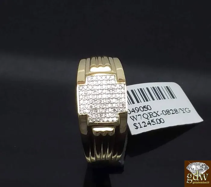 Gold and Diamond Rings 10k Yellow Gold Genuine Diamond Mens Ring Engagement Wedding Band Pinky