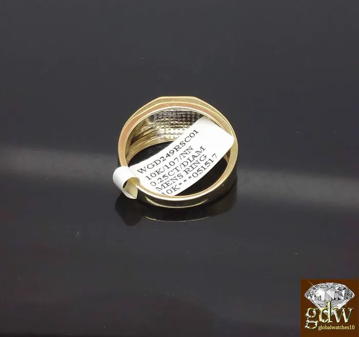 Gold and Diamond Rings 10k Yellow Gold Genuine Diamond Mens Ring Engagement Wedding Band Pinky