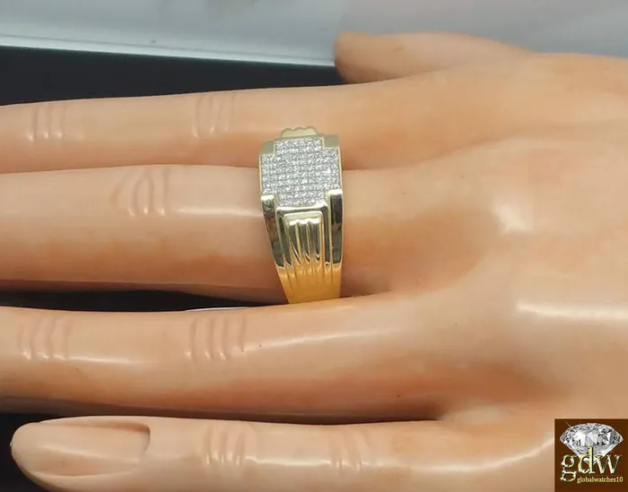 Gold and Diamond Rings 10k Yellow Gold Genuine Diamond Mens Ring Engagement Wedding Band Pinky