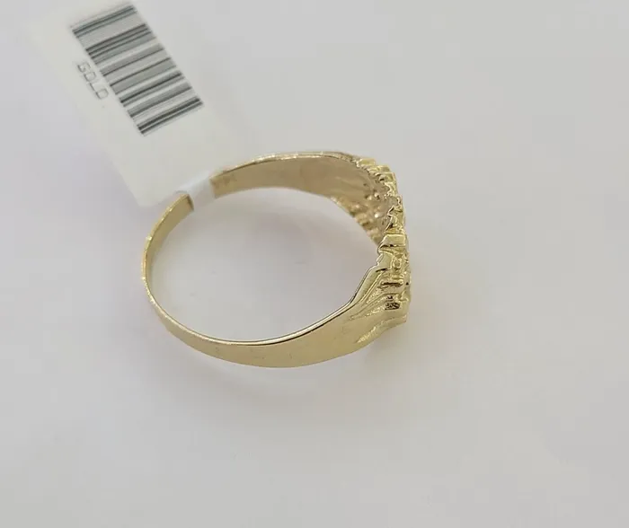 Gold and Diamond Rings 14K Yellow Glold Nugget Band Ring Casual Square Gold Ring 10kt Sizable