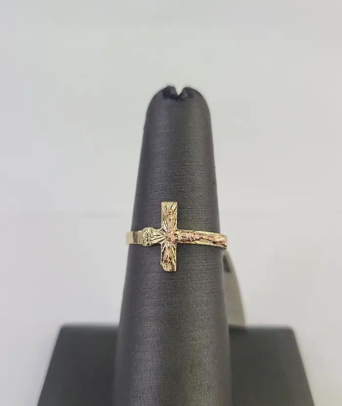 Gold and Diamond Rings Real 10k Jesus Cross Ring Band Wedding Engagement Casual Women Yellow Gold Gold and Diamond Rings Real 10k Jesus Cross Ring Band Wedding Engagement Casual Women Yellow Gold