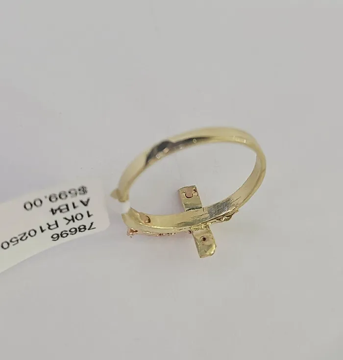 Gold and Diamond Rings Real 10k Jesus Cross Ring Band Wedding Engagement Casual Women Yellow Gold