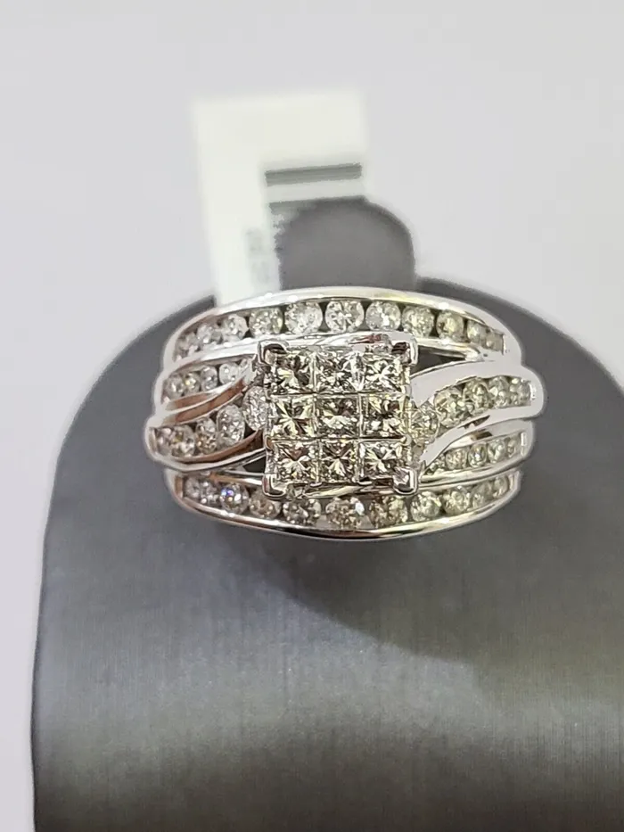 Gold and Diamond Rings REAL 10k White Gold Diamond Ring 150 CT Size 7 Square Shaped Engagement Ring Gold and Diamond Rings REAL 10k White Gold Diamond Ring 150 CT Size 7 Square Shaped Engagement Ring