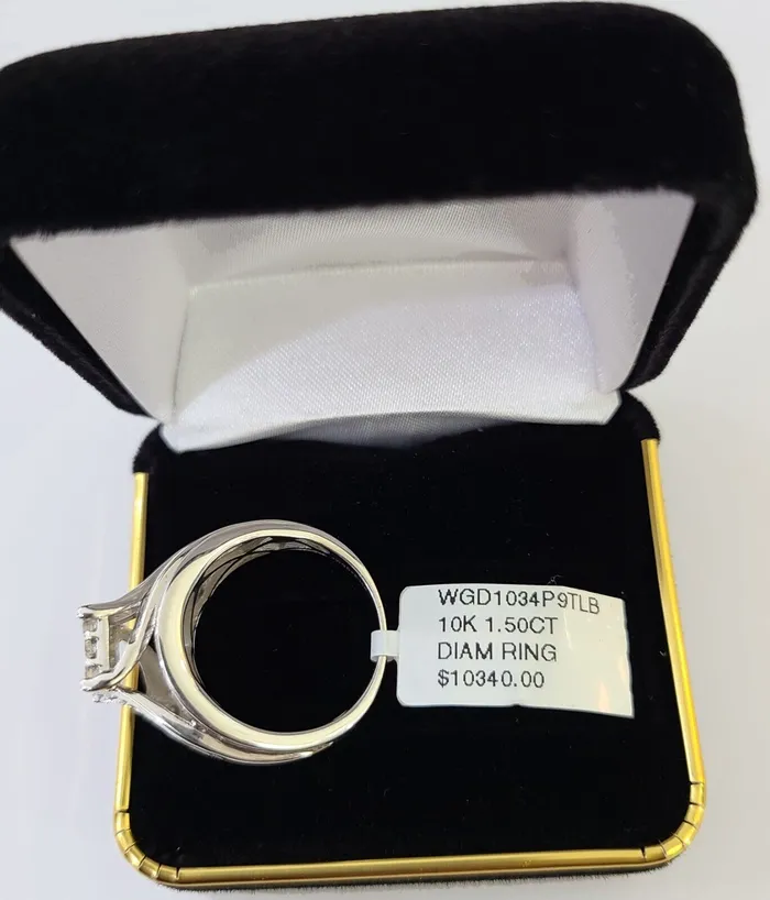 Gold and Diamond Rings REAL 10k White Gold Diamond Ring 150 CT Size 7 Square Shaped Engagement Ring
