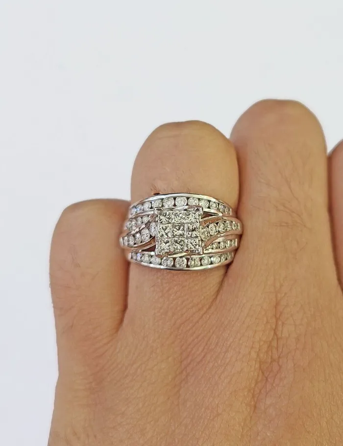 Gold and Diamond Rings REAL 10k White Gold Diamond Ring 150 CT Size 7 Square Shaped Engagement Ring