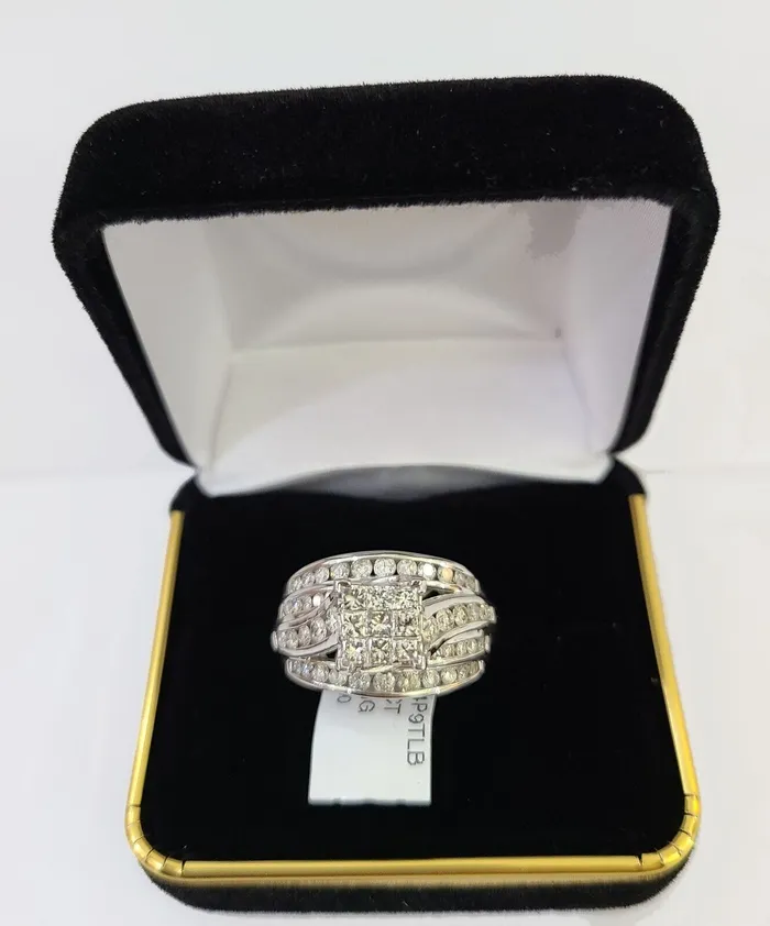 Gold and Diamond Rings REAL 10k White Gold Diamond Ring 150 CT Size 7 Square Shaped Engagement Ring