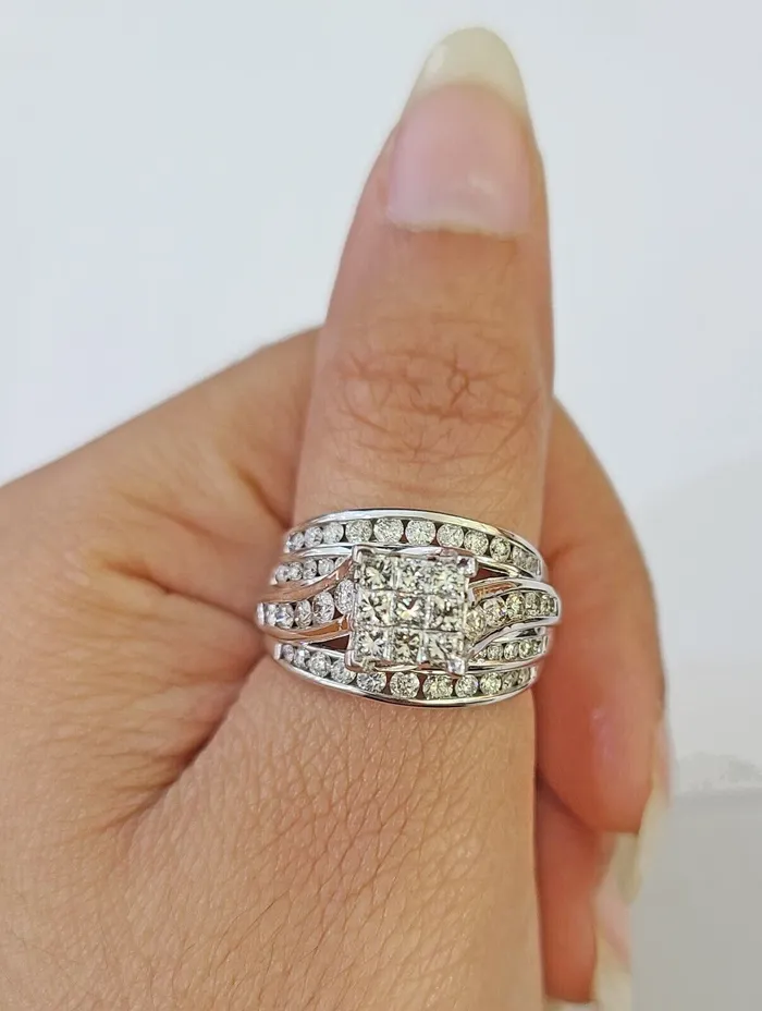 Gold and Diamond Rings REAL 10k White Gold Diamond Ring 150 CT Size 7 Square Shaped Engagement Ring