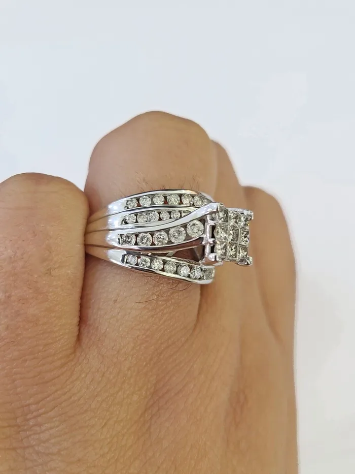 Gold and Diamond Rings REAL 10k White Gold Diamond Ring 150 CT Size 7 Square Shaped Engagement Ring