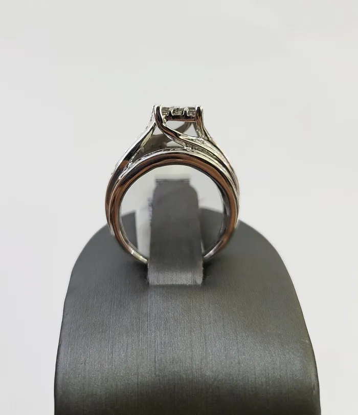 Gold and Diamond Rings REAL 10k White Gold Diamond Ring 150 CT Size 7 Square Shaped Engagement Ring