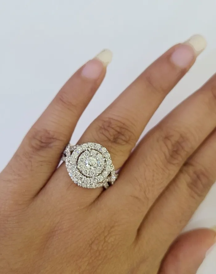Gold and Diamond Rings Real 14k Diamond Ladies Ring Yellow Gold Bridal Women Engagement Wedding SET