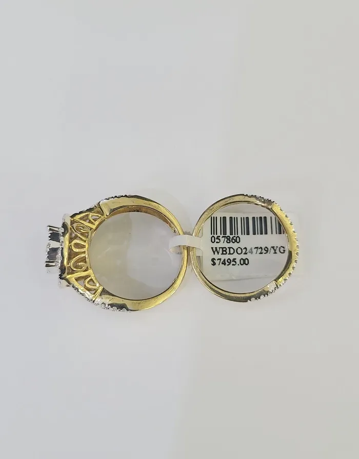 Gold and Diamond Rings Real 14k Diamond Ladies Ring Yellow Gold Bridal Women Engagement Wedding SET