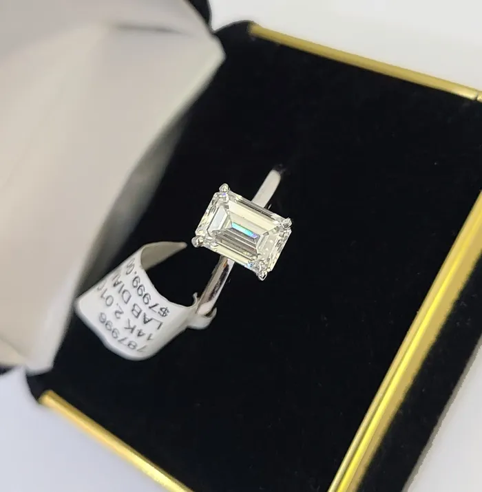 Gold and Diamond Rings REAL 14k White Gold Diamond Ring Lab Created Ladies Wedding Engagement Genuine
