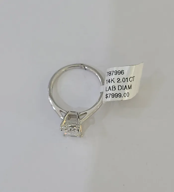 Gold and Diamond Rings REAL 14k White Gold Diamond Ring Lab Created Ladies Wedding Engagement Genuine