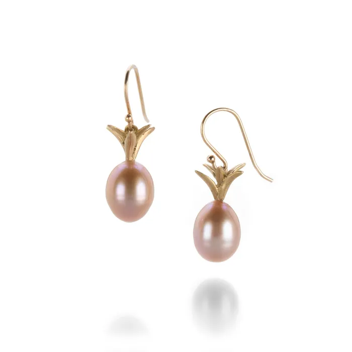 Gold and Pearl Pineapple Earrings Annette Ferdinandsen Earrings