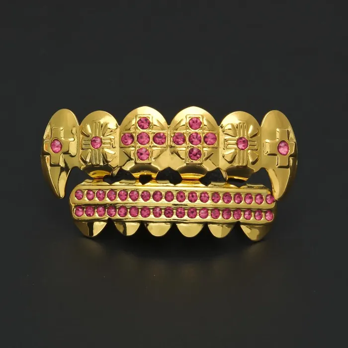 Gold CZ Rhinestone HipHop Teeth Grillz Bling Proud PreStyled Sets