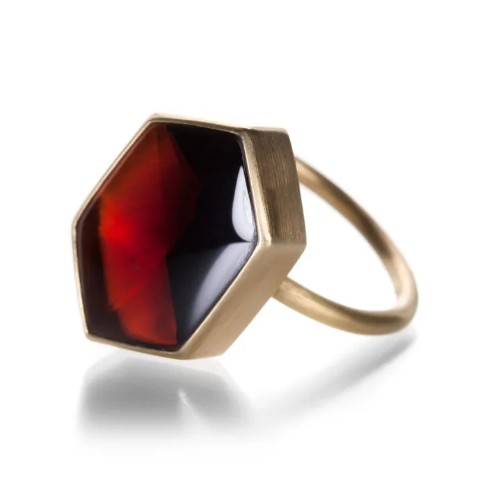 Hexagon Almandine Garnet Ring Gabriella Kiss Rings