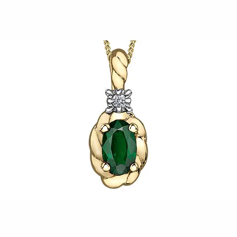Independent Jewellers 10kt Yellow Gold Oval Emerald Pendant Necklaces