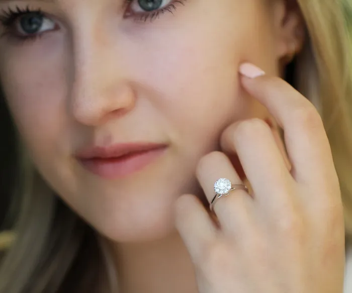 Independent Jewellers 14kt White Gold Round Halo Diamond Engagement Ring Rings Independent Jewellers 14kt White Gold Round Halo Diamond Engagement Ring Rings