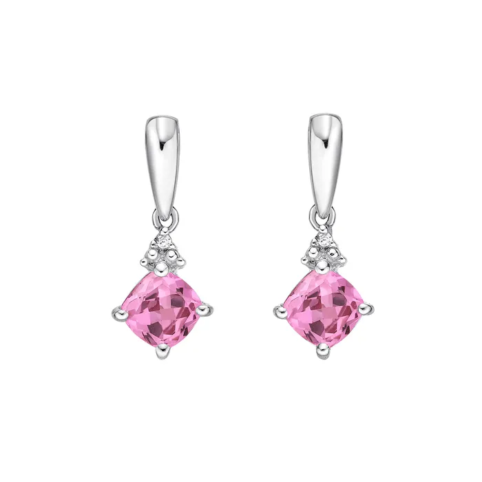 Independent Jewellers Earrings 10kt White Gold Created Pink Sapphire Stud Earrings Independent Jewellers Earrings 10kt White Gold Created Pink Sapphire Stud Earrings
