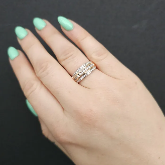 Independent Jewellers Rings 10kt Rose Gold 050cttw Three Rows Diamond Band