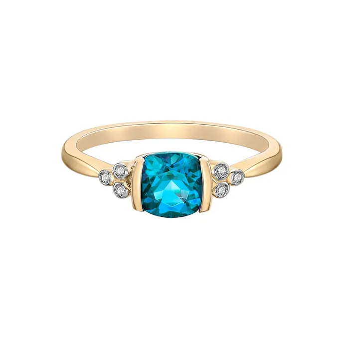 Independent Jewellers Rings 10kt Yellow Gold Cr Swiss Blue Topaz and Diamond Ring Independent Jewellers Rings 10kt Yellow Gold Cr Swiss Blue Topaz and Diamond Ring