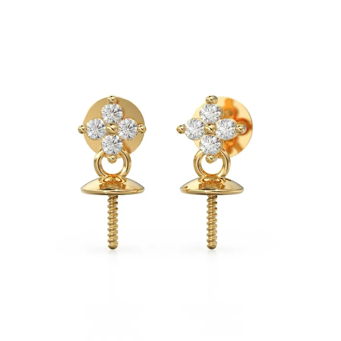 Jalvi Co Earrings Diamond 18k Solid Gold Ear Post Earrings with 4mm cup Diamond Ear Post with Bead Cap Diamond Pear Cap 14k Gold Jewelry Making Finding Jalvi Co Earrings Diamond 18k Solid Gold Ear Post Earrings with 4mm cup Diamond Ear Post with Bead Cap Diamond Pear Cap 14k Gold Jewelry Making Finding