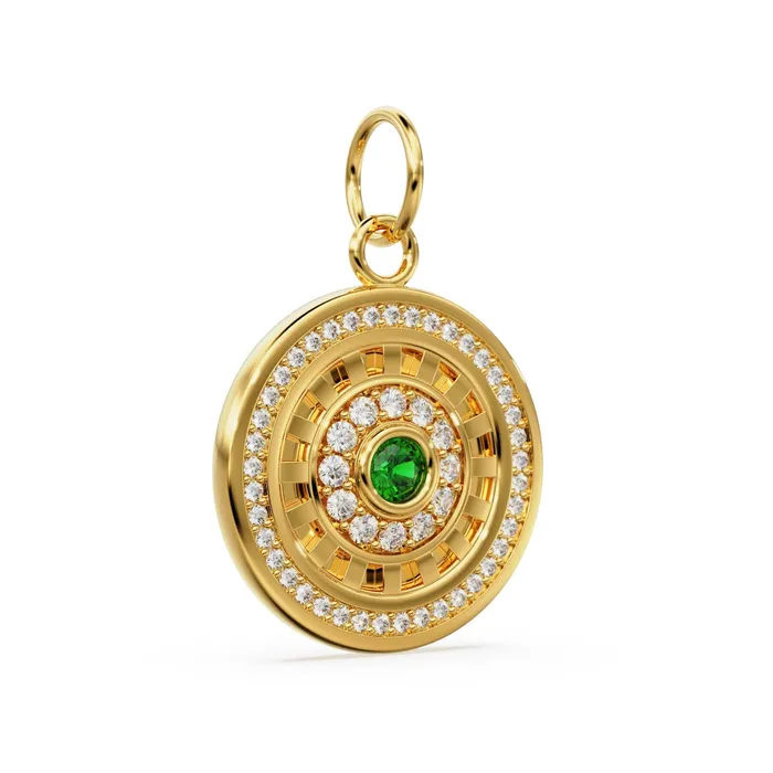 Jalvi Co Green Emerald Disc Diamond Solid Gold Charm Halo Gold Charm Prong Setting Circle Charm Real Diamond Jewelry Diamond Gold Necklace Charm Necklaces Jalvi Co Green Emerald Disc Diamond Solid Gold Charm Halo Gold Charm Prong Setting Circle Charm Real Diamond Jewelry Diamond Gold Necklace Charm Necklaces