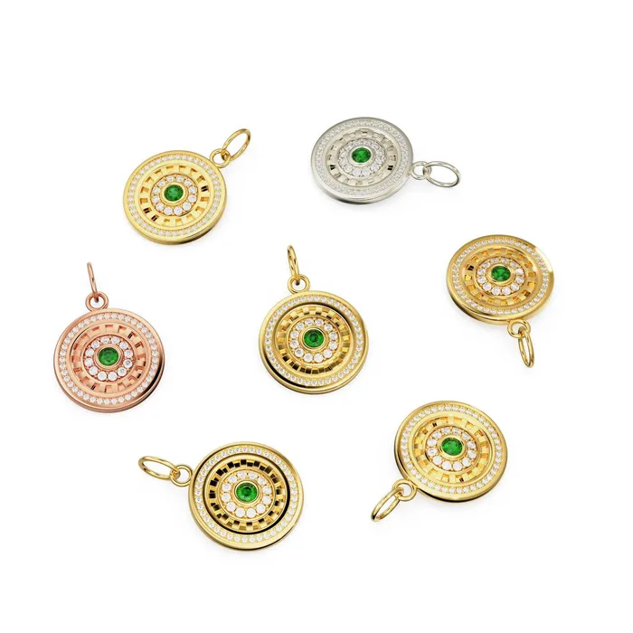 Jalvi Co Green Emerald Disc Diamond Solid Gold Charm Halo Gold Charm Prong Setting Circle Charm Real Diamond Jewelry Diamond Gold Necklace Charm Necklaces Jalvi Co Green Emerald Disc Diamond Solid Gold Charm Halo Gold Charm Prong Setting Circle Charm Real Diamond Jewelry Diamond Gold Necklace Charm Necklaces