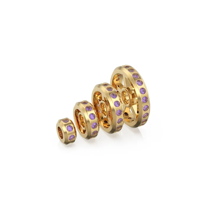 Jalvi Co PreStyled Sets Real Amethyst 18k Solid Gold Eternity Rondelle Wheel Spacer Handmade Beads Jalvi Co PreStyled Sets Real Amethyst 18k Solid Gold Eternity Rondelle Wheel Spacer Handmade Beads
