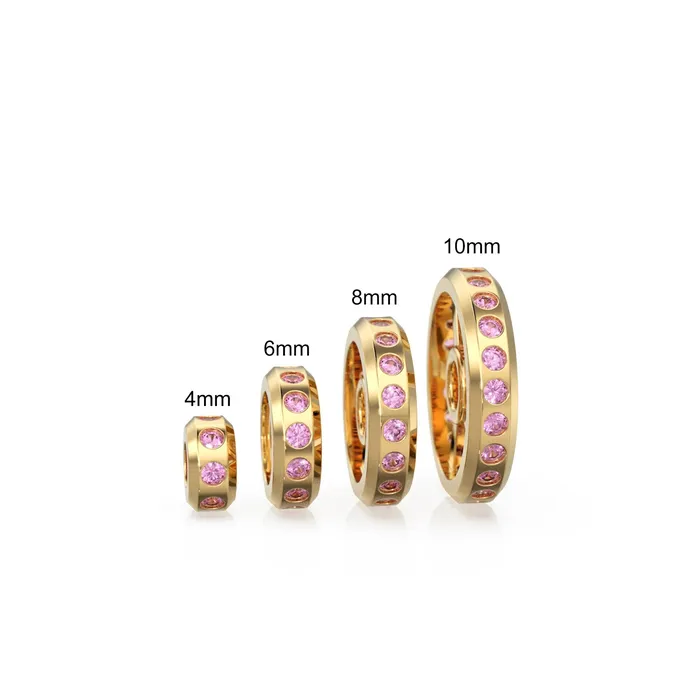 Jalvi Co PreStyled Sets Real Pink Tourmaline 18k Solid Gold Eternity Rondelle Wheel Spacer Handmade Beads Jalvi Co PreStyled Sets Real Pink Tourmaline 18k Solid Gold Eternity Rondelle Wheel Spacer Handmade Beads