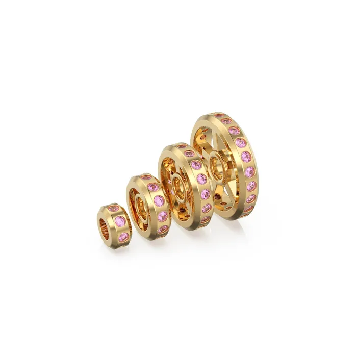 Jalvi Co PreStyled Sets Real Pink Tourmaline 18k Solid Gold Eternity Rondelle Wheel Spacer Handmade Beads Jalvi Co PreStyled Sets Real Pink Tourmaline 18k Solid Gold Eternity Rondelle Wheel Spacer Handmade Beads