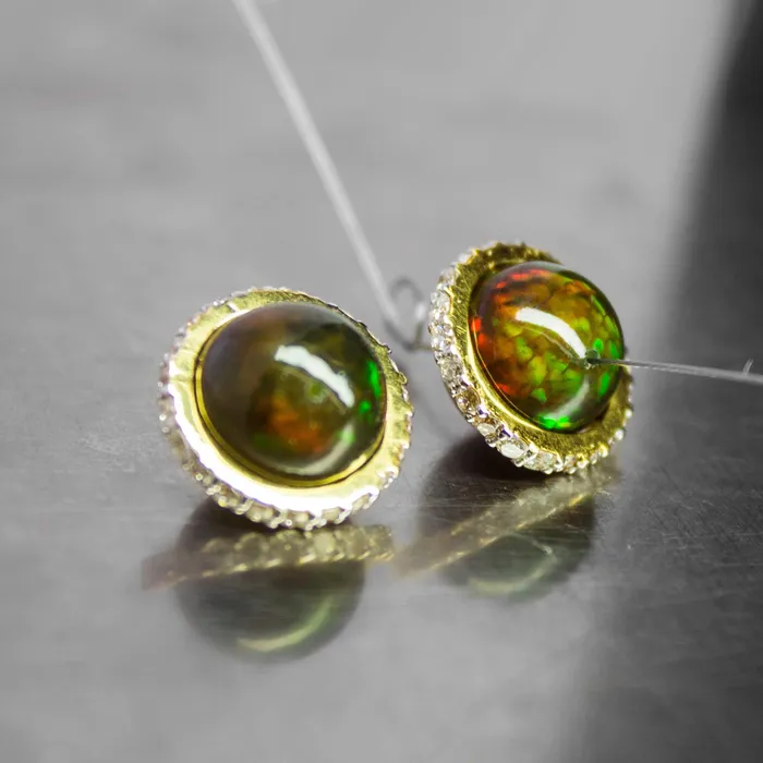 Jalvi Co Rings Saturn Black Opal 18k Gold Diamond Ring Spacer Beads Black Opal Beads Diamond Opal Bead Luxury Finding 2