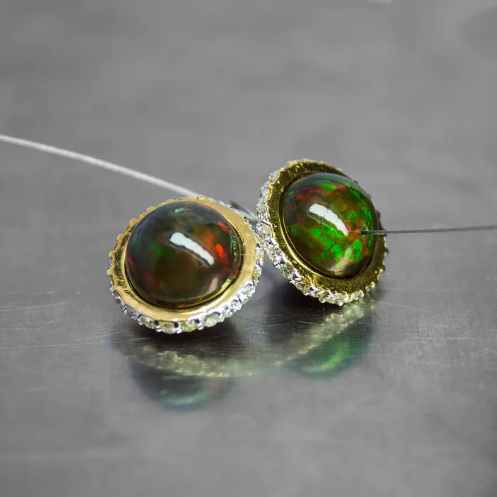Jalvi Co Rings Saturn Black Opal 18k Gold Diamond Ring Spacer Beads Black Opal Beads Diamond Opal Bead Luxury Finding 2