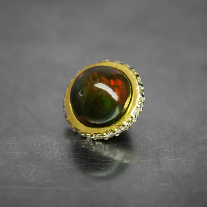 Jalvi Co Rings Saturn Black Opal 18k Gold Diamond Ring Spacer Beads Black Opal Beads Diamond Opal Bead Luxury Finding 2