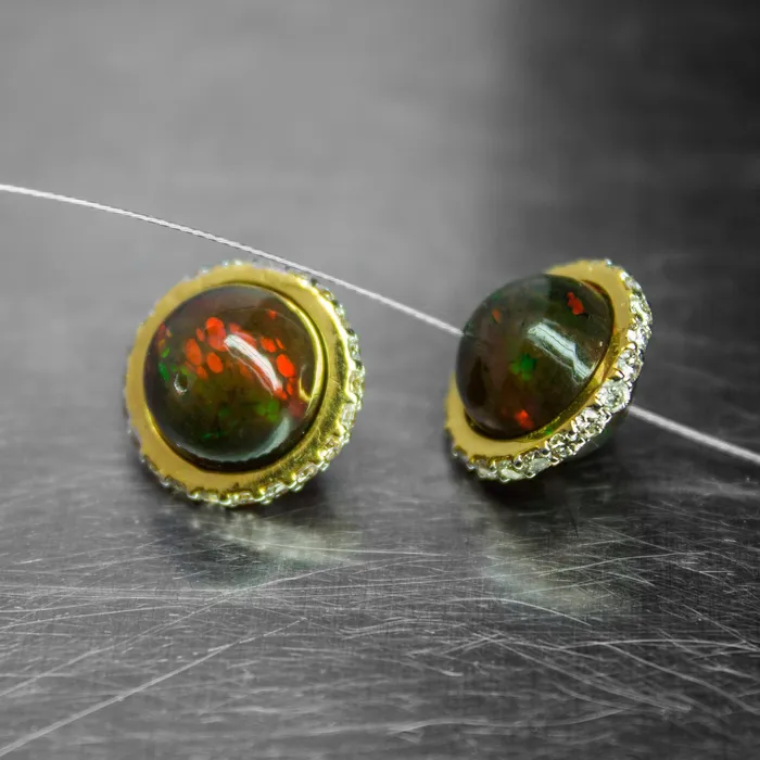 Jalvi Co Rings Saturn Black Opal 18k Gold Diamond Ring Spacer Beads Black Opal Beads Diamond Opal Bead Luxury Finding 2