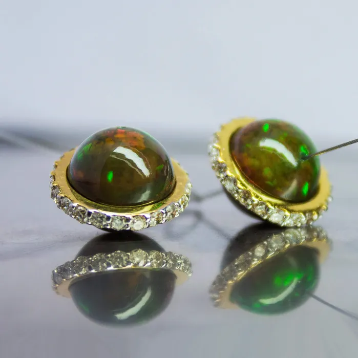 Jalvi Co Rings Saturn Black Opal 18k Gold Diamond Ring Spacer Beads Black Opal Beads Diamond Opal Bead Luxury Finding 2