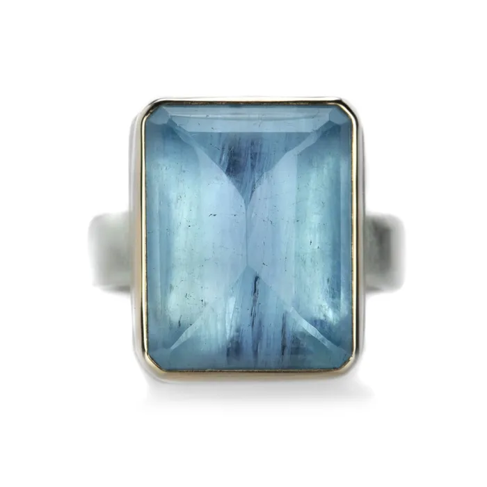 Jamie Joseph Rings Rectangular Faceted Aquamarine Ring