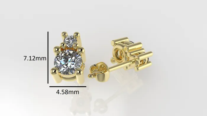 Jcm 21 jewelry Earrings 14K Gold Earrings with 4 DIAMONDS VS1 050ct STT 4Prong Push Back