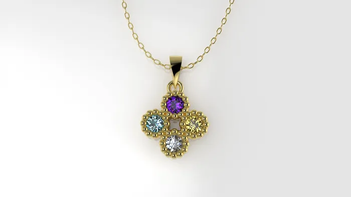 Jcm 21 jewelry Necklaces 14K Gold Pendant with 4 Color Stones STT Bezel Filigree Jcm 21 jewelry Necklaces 14K Gold Pendant with 4 Color Stones STT Bezel Filigree