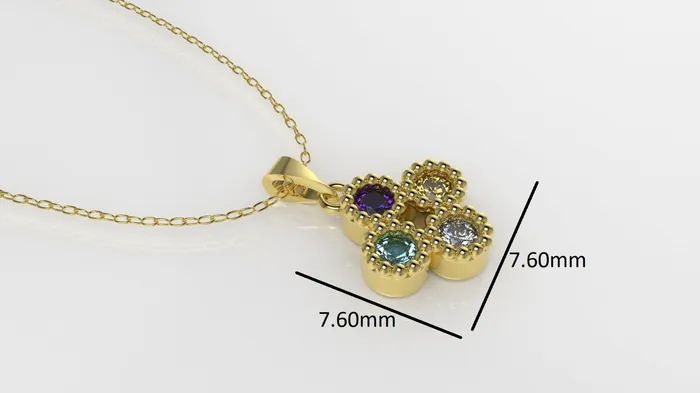 Jcm 21 jewelry Necklaces 14K Gold Pendant with 4 Color Stones STT Bezel Filigree