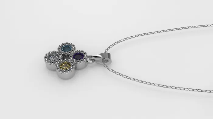 Jcm 21 jewelry Necklaces 14K Gold Pendant with 4 Color Stones STT Bezel Filigree