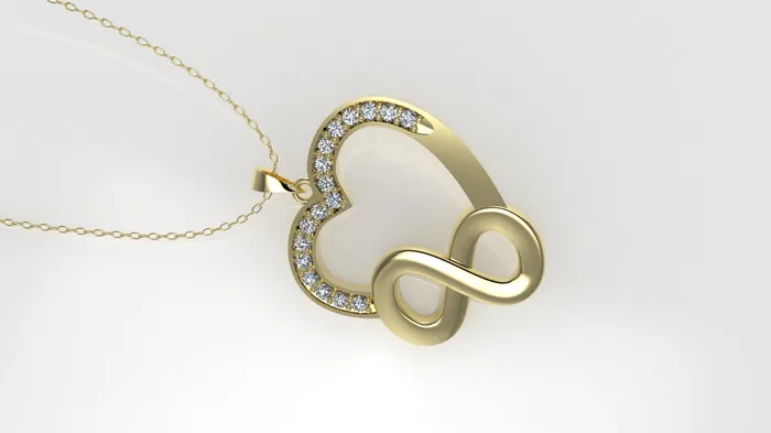 JCM DESIGN JEWELRY Necklaces 14K Pendant with 17 Diamond STT Prong heart style Cut Chanel