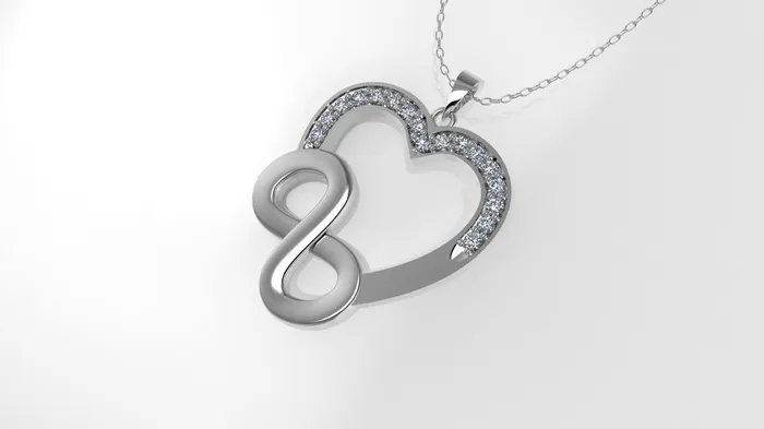 JCM DESIGN JEWELRY Necklaces 14K Pendant with 17 Diamond STT Prong heart style Cut Chanel