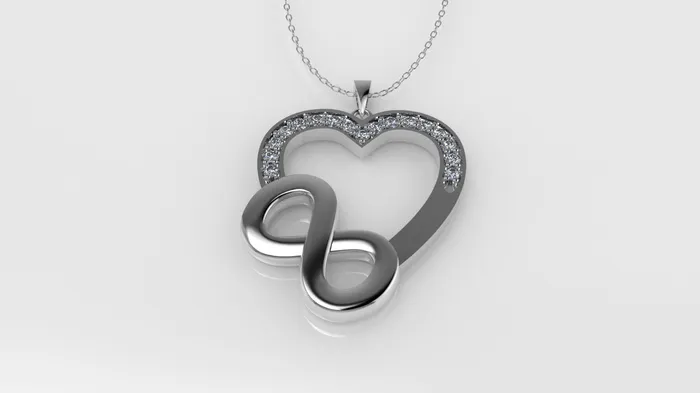 JCM DESIGN JEWELRY Necklaces 14K Pendant with 17 Diamond STT Prong heart style Cut Chanel