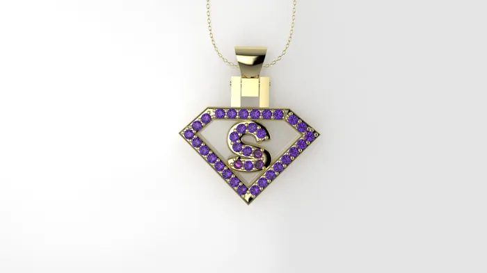 JCM DESIGN JEWELRY Necklaces 14K Pendant with 36 Amethyst of 12mm Only Pendant superman symbol JCM DESIGN JEWELRY Necklaces 14K Pendant with 36 Amethyst of 12mm Only Pendant superman symbol