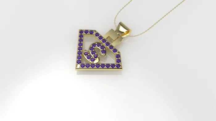 JCM DESIGN JEWELRY Necklaces 14K Pendant with 36 Amethyst of 12mm Only Pendant superman symbol
