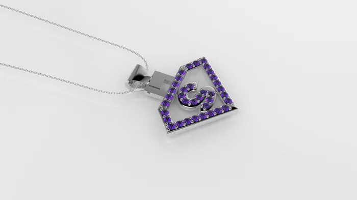 JCM DESIGN JEWELRY Necklaces 14K Pendant with 36 Amethyst of 12mm Only Pendant superman symbol